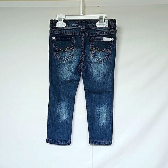 7 FOR ALL MANKIND | Toddler Girl's Embroidered Ruffle Top & Denim Jeans Set - Picture 14 of 16